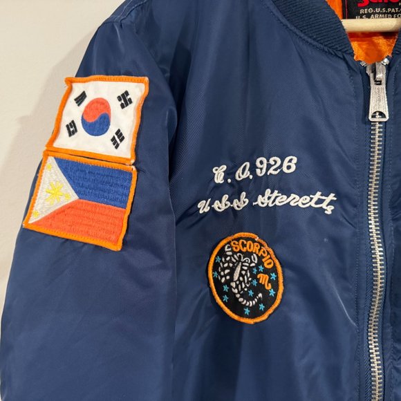Schott NYC West Pacific Bomber Jacket Medium M South Korea USA Souvenir Flight - Picture 3 of 14